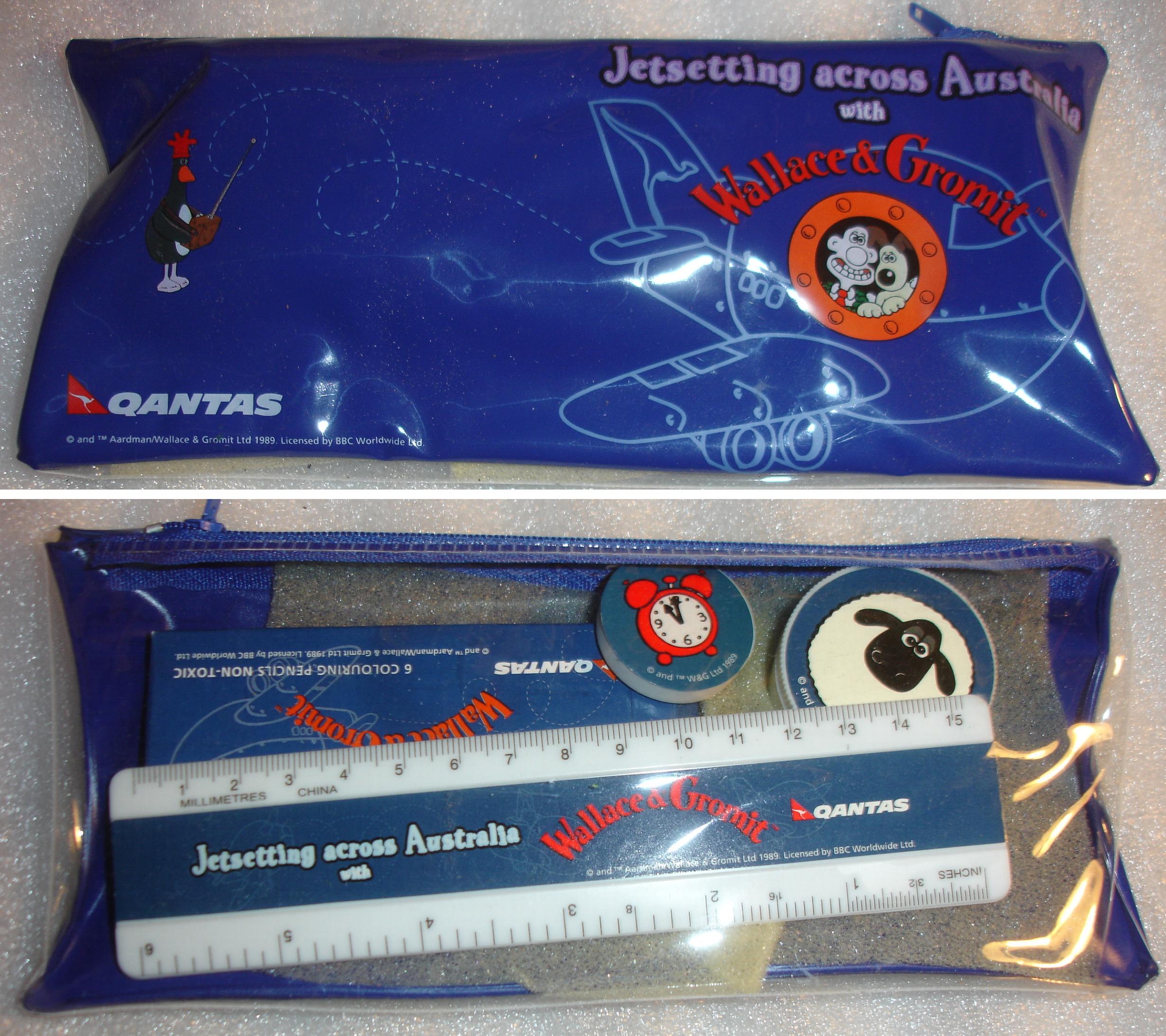 QANTAS Wallace & Gromit Pencil Case set